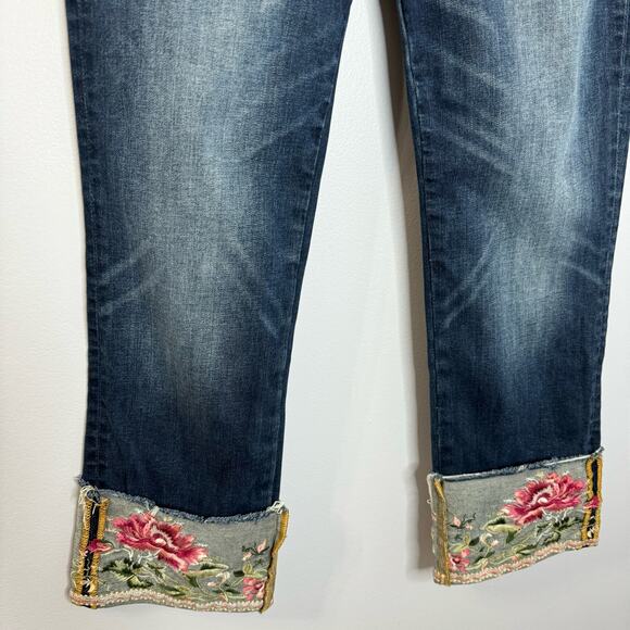 DRIFTWOOD Colette Embroidered Floral Cropped Jeans High Rise Women's 31 - Picture 3 of 11